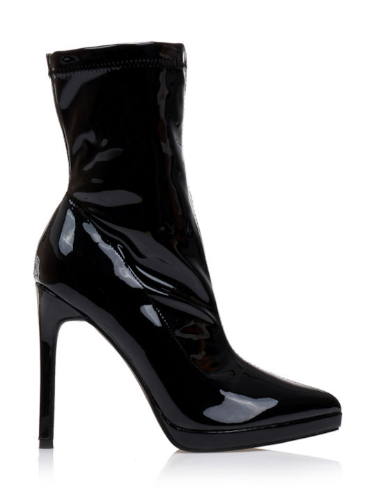 Stiefeletten Damen aus Lackleder Schwarz