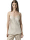 Women's Blouse Satin with Straps & V Neckline Vanilla