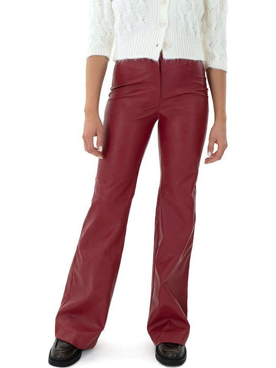 MY T Femeiesc Talie înaltă Tesatura Pantaloni Bootcut Fit Bordeaux MY T Femeiesc Talie înaltă Tesatura Pantaloni Bootcut Fit Bordeaux