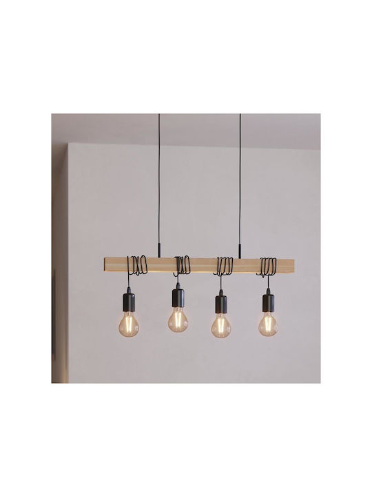 Eglo 43512 Pendant Ceiling Light Townshend 4xe27 60w 230v FSC Certified