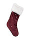Eurolamp Velvet Bordeaux Sock with Golden Snowflakes 25x45cm