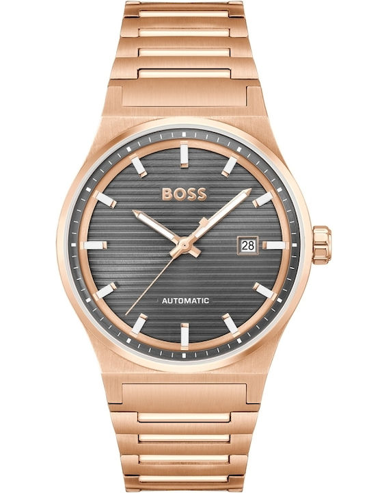 Boss Candor Men's Watch 41mm Automatic with Pink Gold Metal Bracelet
