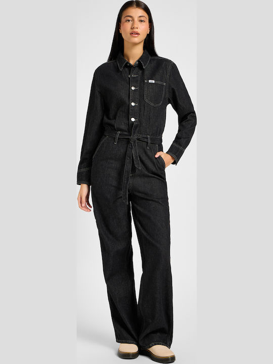 Women's Denim One-piece Suit Black