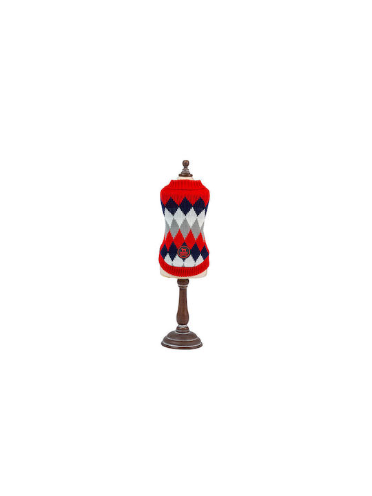Wofmoda Freedog Pebbles червен плетен пуловер 15см
