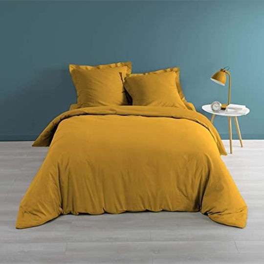Douceur d'Intérieur Комплект Плик за Завивка Памучен Кинг Сайз с 2 Калъфки 240x220 Percaline Ochre