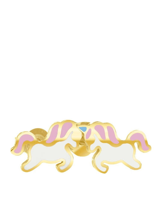 Eforo Kids Earrings Studs Unicorns from Gold 9K