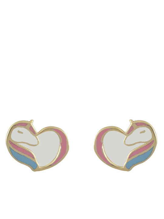 Senzio Belibasakis Kids Earrings Studs Unicorns from Gold 9K