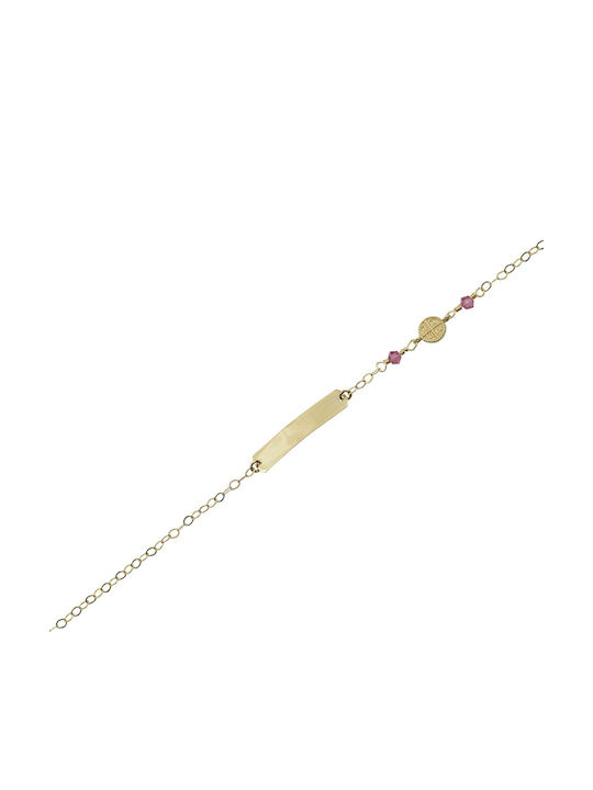 Senzio Belibasakis Kids Bracelet ID from Gold 9K with Stones