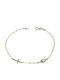 Roloi Kaliamanis Kids Bracelet from Gold 9K with Σταυρό & Evil Eye