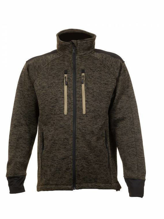 Toxotis Active Wear Fleece Cardigan Khaki