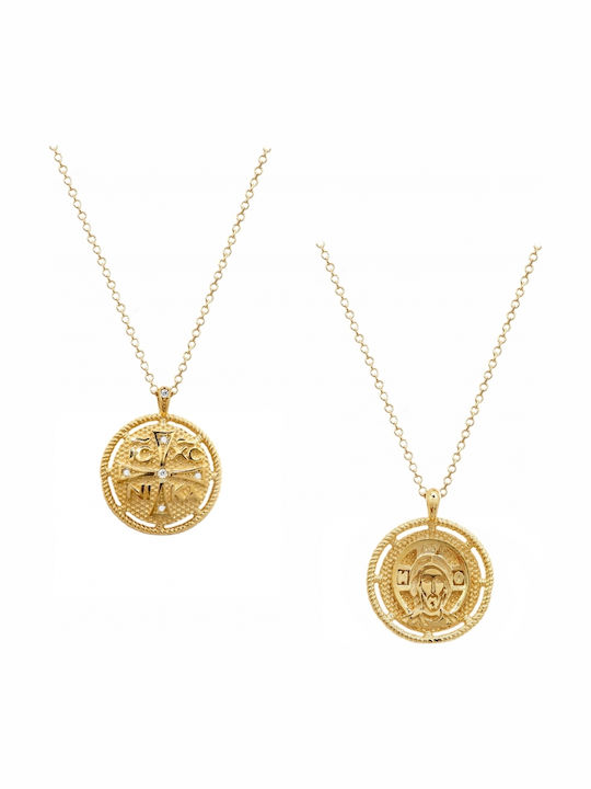 Art d or Charm Amulet Constantine from Gold 9 K with Zircon