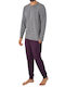 Emporio Armani Men's Summer Pajamas Set Mel Grey-blackberry
