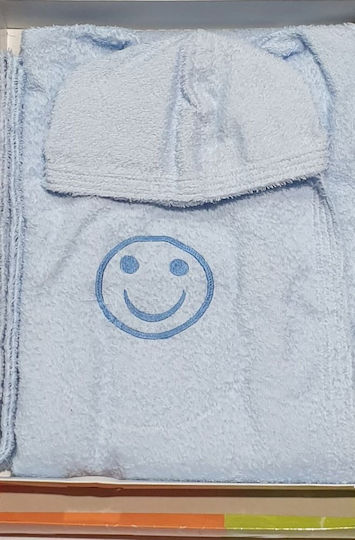 Kids Hooded Bathrobe Artex Smile Sky Blue