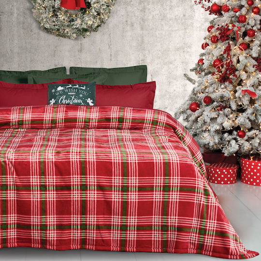 Das Home 1361 Decke Fleece Einzeln 160x220cm Grün-Rot