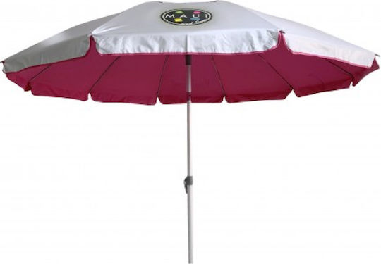 Maui & Sons Folding Aluminum Beach Umbrella Diameter 1.9m with UV Protection and Air Duct Magenta