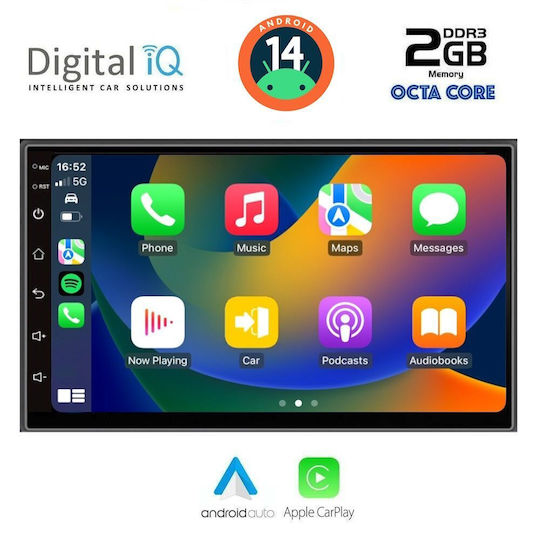 Автомобилна Аудио Система 2DIN (Блутут/USB/AUX/WiFi/GPS/Apple-Carplay/Android-Auto) с Тъчскрийн 7"