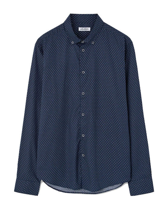 Langärmlig Hemd Polka Dot Blue