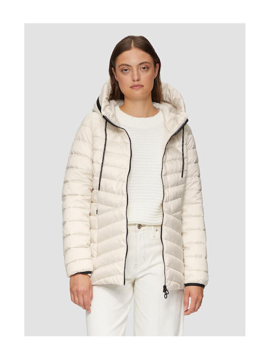 Short Women's Puffer Jacket for Winter Ecru