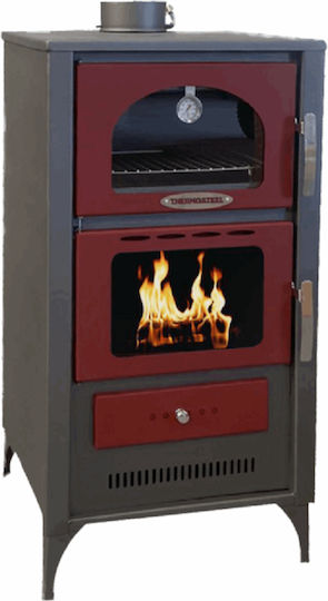 Thermosteel X100 Oțel Soba pe lemne cu Cuptor 15.5kW Roșu