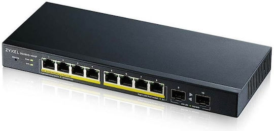 Zyxel GS1900-10HP Managed L2 PoE+ Switch with 8 Gigabit (1Gbps) Ethernet Ports and 2 SFP Ports