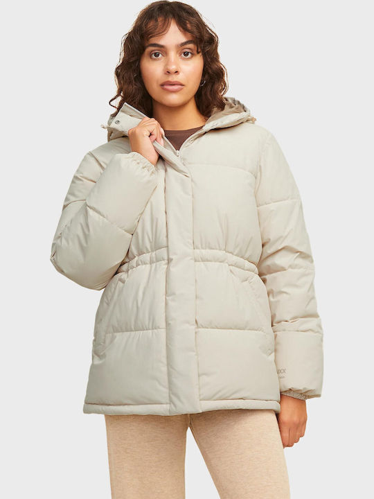 Scurtă Jachetă de femei Puffer Ecru