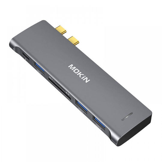 Mokin Docking Station με Διπλό USB-C PD Ασημί (MUC2205)