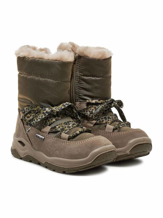 Gore-tex Leather Kids Snow Boots Beige