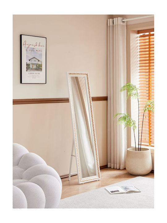 Polihome Daniel Oglindă De Podea Cu Cadru Din Lemn Bej 148x39cm