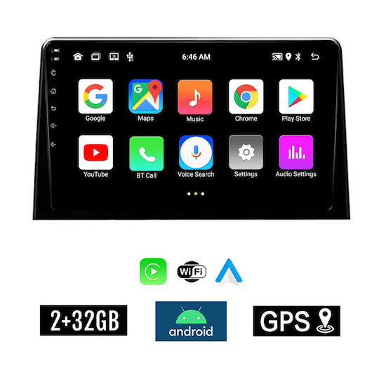 Kirosiwa Car Audio System for Peugeot Rifter 2017 (Bluetooth/USB/AUX/WiFi/GPS/Apple-Carplay/Android-Auto) with Touch Screen 10"