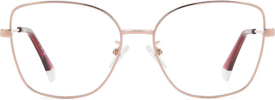 Polaroid Damen Metallischer Brillengestell Schmetterling Rose Gold PLDD521/G 35J