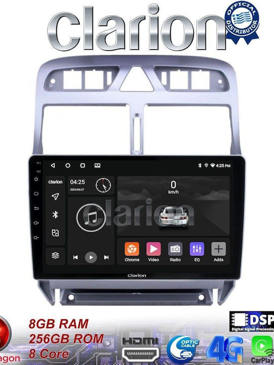 Clarion Sistem Audio Auto pentru Peugeot 307 2001-2008 (Bluetooth/USB/WiFi/GPS/Apple-Carplay/Android-Auto) cu Ecran Tactil 9"