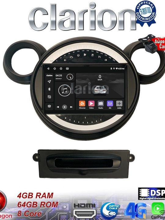Clarion Car Audio System for Mini Clubman / Countryman / Paceman / Cooper 2007-2014 (Bluetooth/USB/WiFi/GPS/Apple-Carplay/Android-Auto) with Touch Screen 9"
