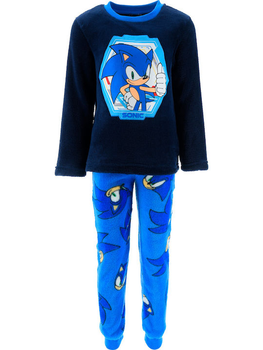 Superheroes Kinder Schlafanzug Winterlich Fleece Blue Let's Go