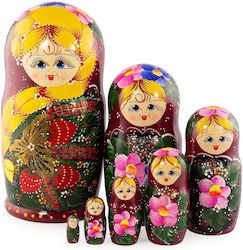 Großes Set von 7 Matrjoschka-Puppen Burgunder Zopf 23 cm Azhna Ms07a-pahn-01 Großes Set von 7 Matrjoschka-Puppen Burgunder Zopf 23 cm Azhna Ms07a-pahn-01