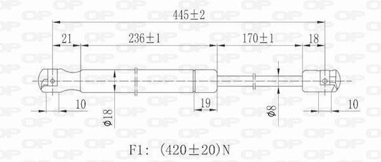 Open Parts Trunk Shock for Citroen C3