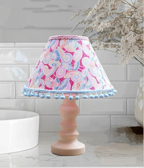 Oxygen Shells Tischlampe für E27 Fassung mit Rosa Hut und Basis