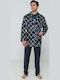 Odyssey Winter Karo Herren-Robe Vlies Blue/White