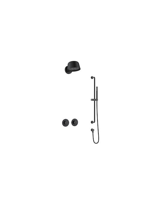Sparke Set Mixer, Telefon & Cap Duș Îngropată pentru Duș 2 ieșiri Negru