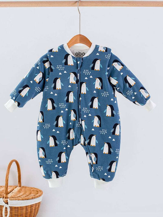 abo Winter Sleeping Bag with Feet 2.5 Tog Blue with Detachable Sleeves