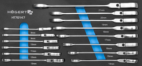 Hogert Set Flat Wrenches Joint 14pcs Eva Insert