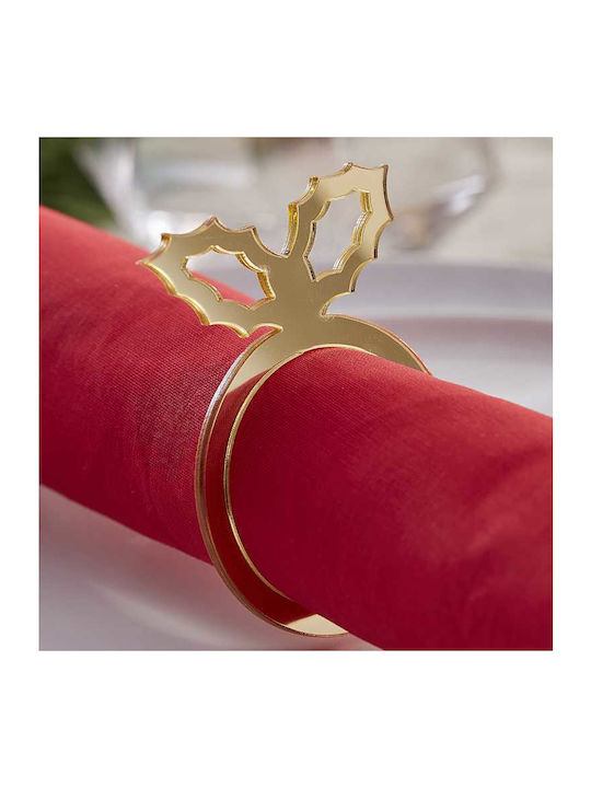 Acrylic Holly Shape Napkin Ring Set of 6