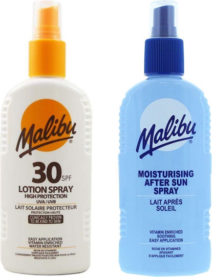 Malibu Spf30 Waterproof Spray 200ml + After Sun Spray Balm 200ml