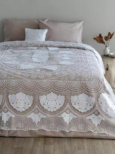 Palamaiki Camil Κουβέρτα Πλεκτή Υπέρδιπλη 240x275εκ. White