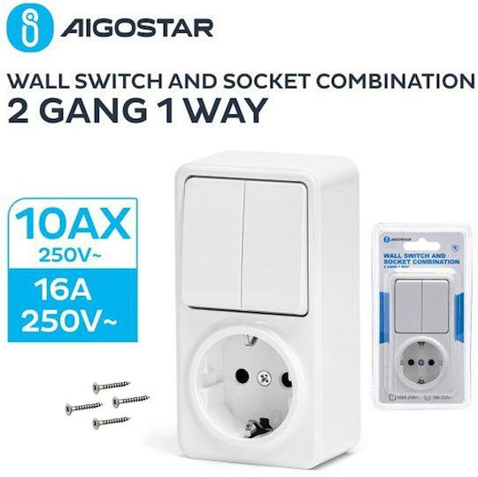 Aigostar Single External Power Socket with Switch White