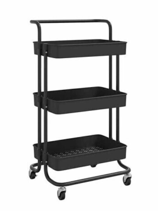 Homestyle Homestyle Metal Kitchen Trolley 3 Tiers Black 43x36x86cm