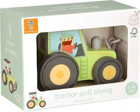 Orange Tree Toys Συρόμενο Παιχνίδι Τρακτέρ από Ξύλο για 18+ Μηνών