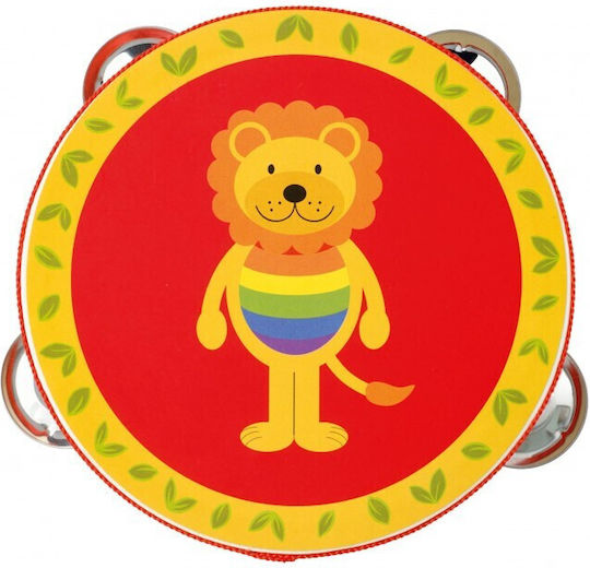 Orange Tree Toys Musical Instrument Tambourine Lion made of Wood with Music for 36++ Months