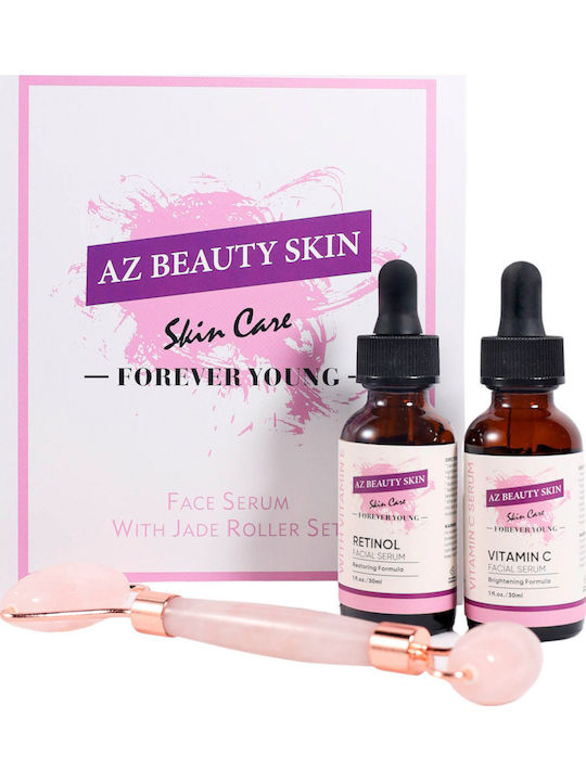 Anti-Ageing Skin Care Set 1 X Quartz Roller 2 Facial Serums 2x 30 Ml Az Beauty Skin