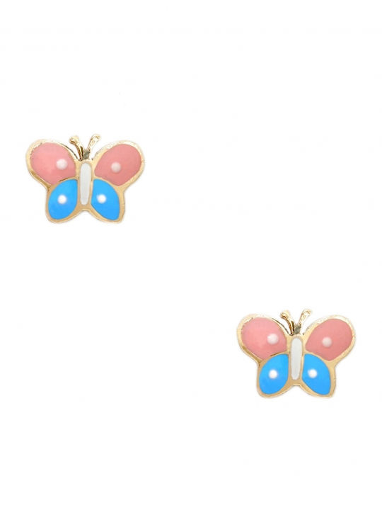 Polytimo Детски Обеци Studs Пеперуди от Злато