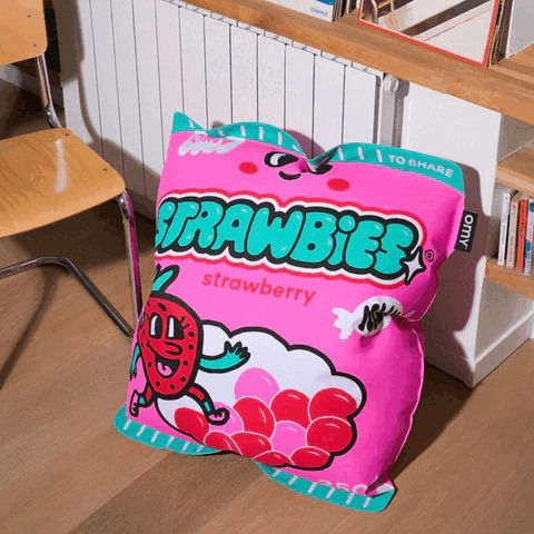 Omy Inflatable Floor Pillow Strawbies Omy Inflatable Floor Pillow Strawbies